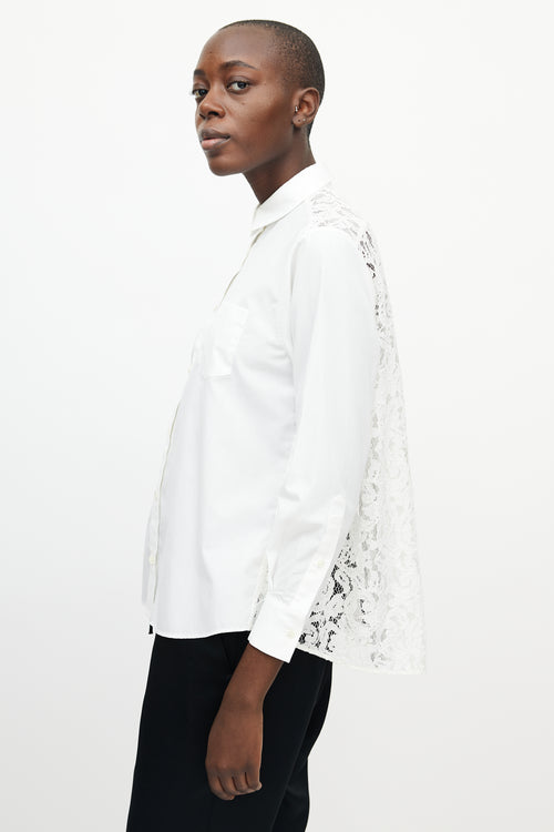 Sacai White Lace Insert Shirt