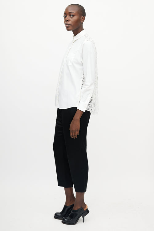 Sacai White Lace Insert Shirt