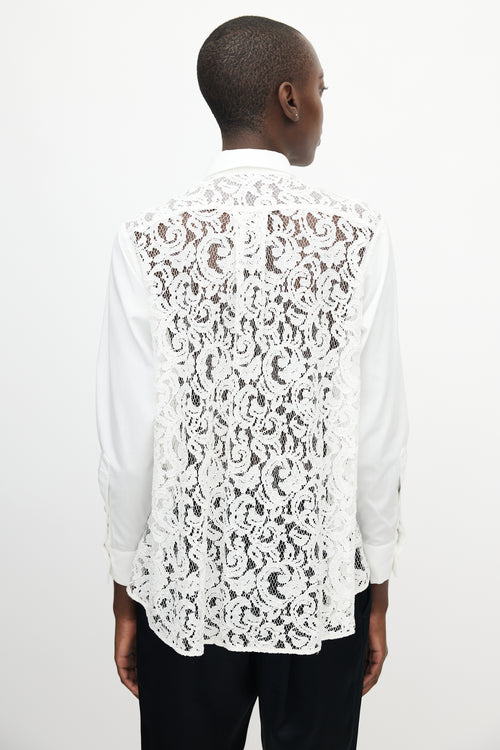 Sacai White Lace Insert Shirt