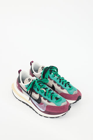 Sacai X Nike Burgundy 
Multicolour Vaporwaffle Mesh Sneaker