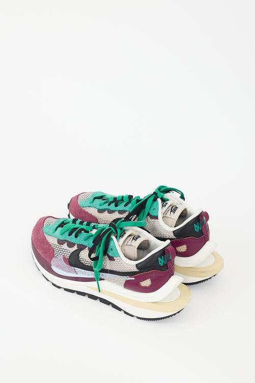 Sacai X Nike Burgundy 
Multicolour Vaporwaffle Mesh Sneaker