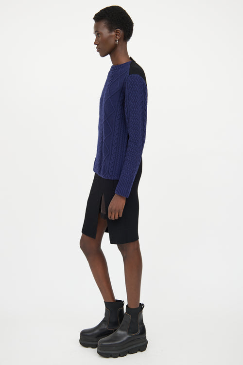 Sacai Luck Blue 
Black Knit Panel Dress