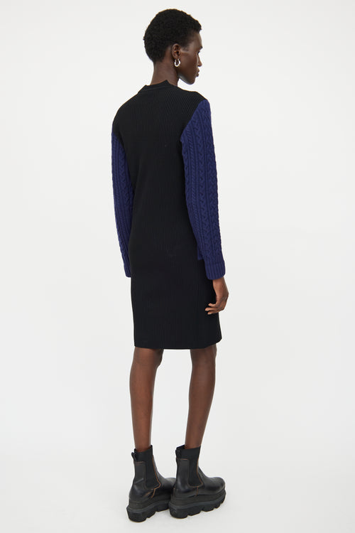 Sacai Luck Blue 
Black Knit Panel Dress