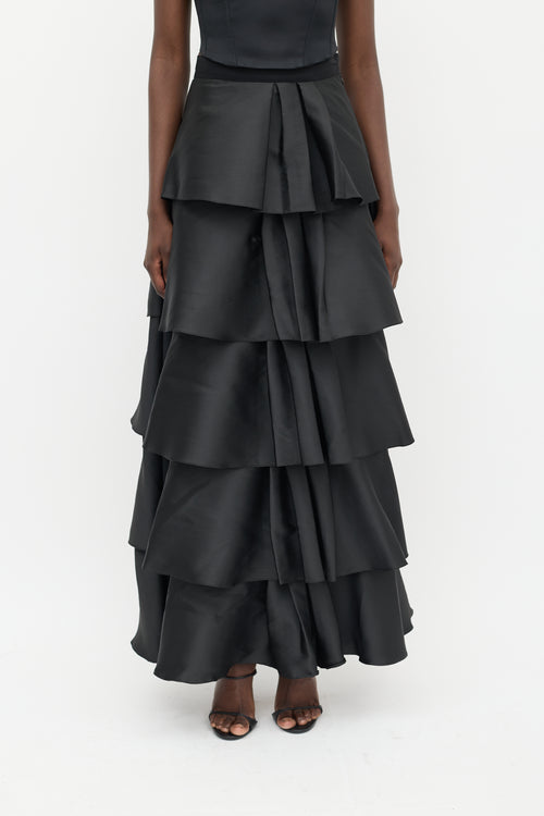 Sachin 
Babi Black Ruffled Tiered Skirt