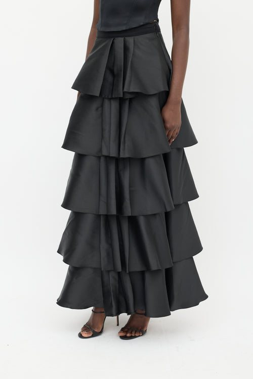 Sachin 
Babi Black Ruffled Tiered Skirt