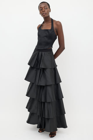 Sachin 
Babi Black Ruffled Tiered Skirt