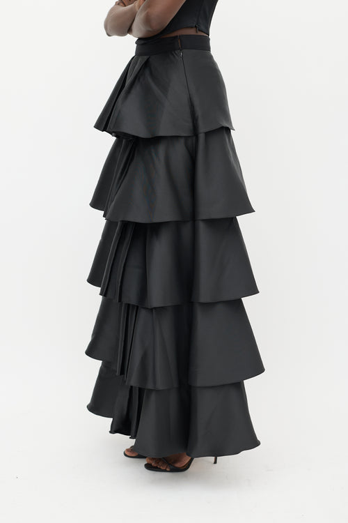 Sachin 
Babi Black Ruffled Tiered Skirt