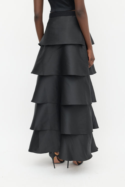 Sachin 
Babi Black Ruffled Tiered Skirt