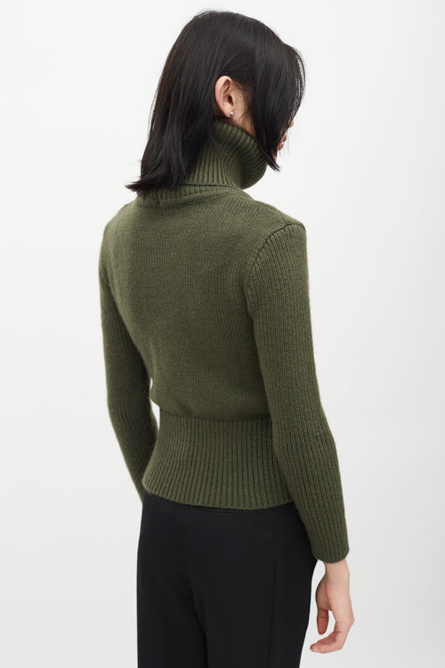 Saint Laurent 1970s Green Cropped Turtleneck Sweater