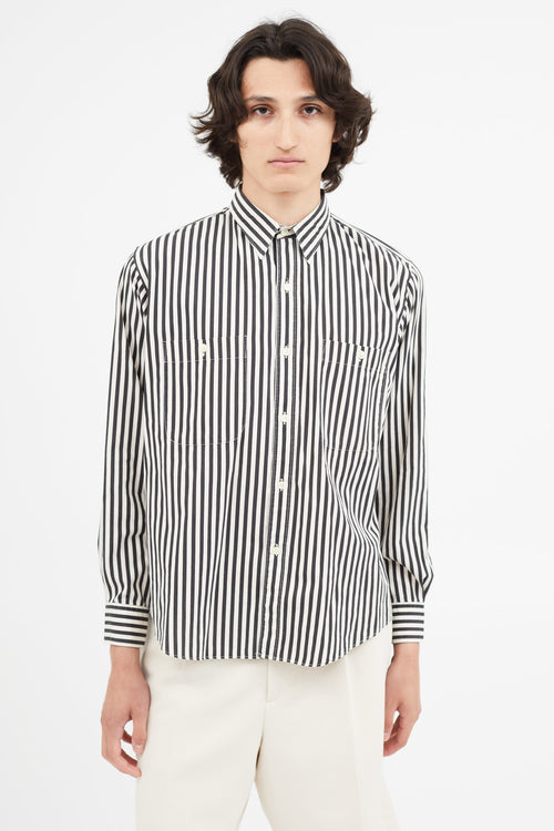 Saint Laurent 1980s Black 
White Stripe Shirt