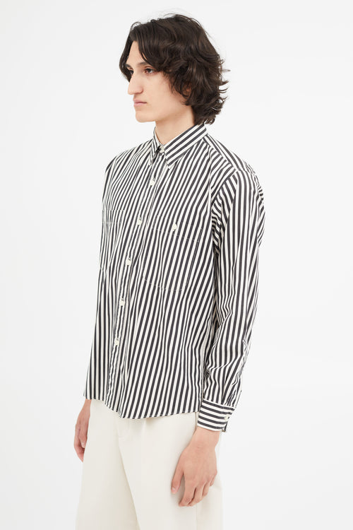 Saint Laurent 1980s Black 
White Stripe Shirt