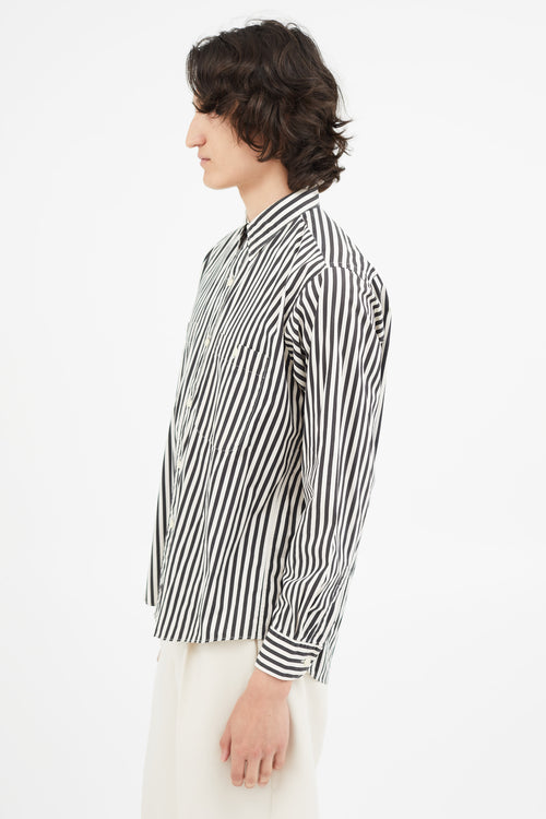 Saint Laurent 1980s Black 
White Stripe Shirt