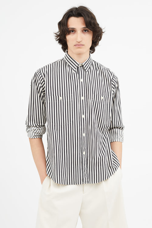 Saint Laurent 1980s Black 
White Stripe Shirt