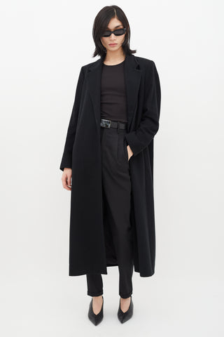 Saint Laurent 1990s Black Wool Long Coat