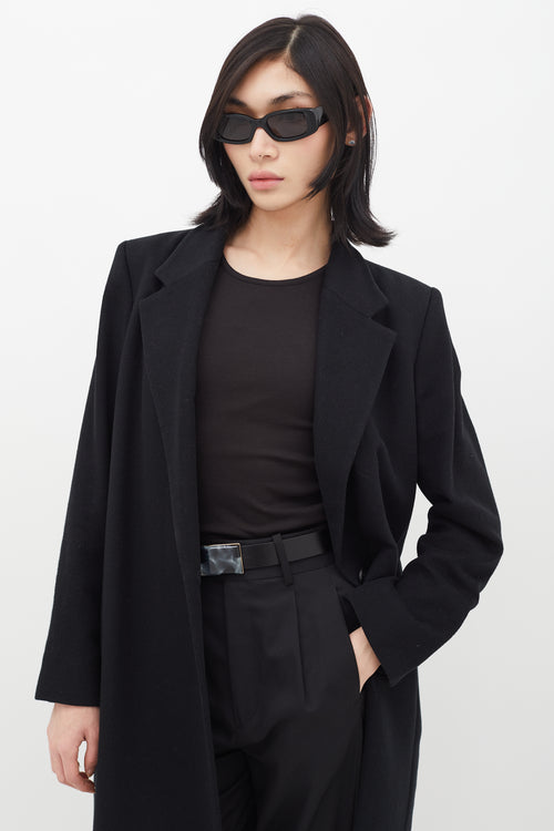 Saint Laurent 1990s Black Wool Long Coat