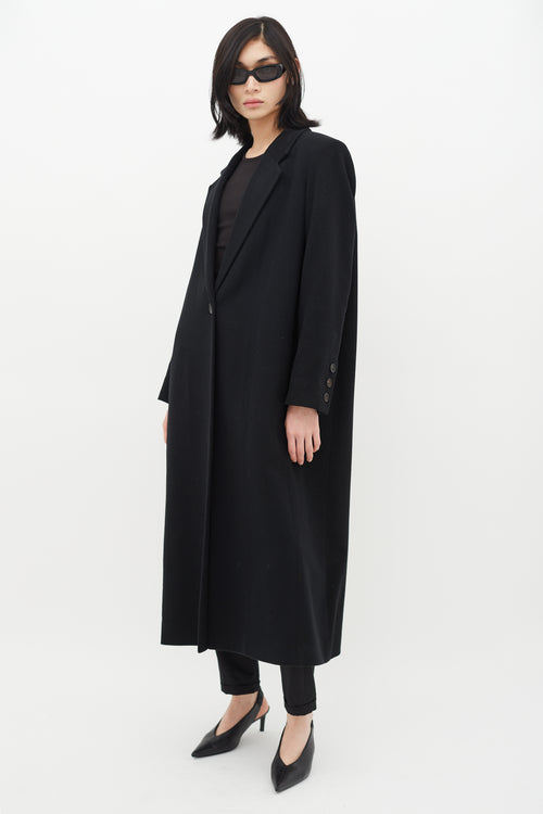 Saint Laurent 1990s Black Wool Long Coat