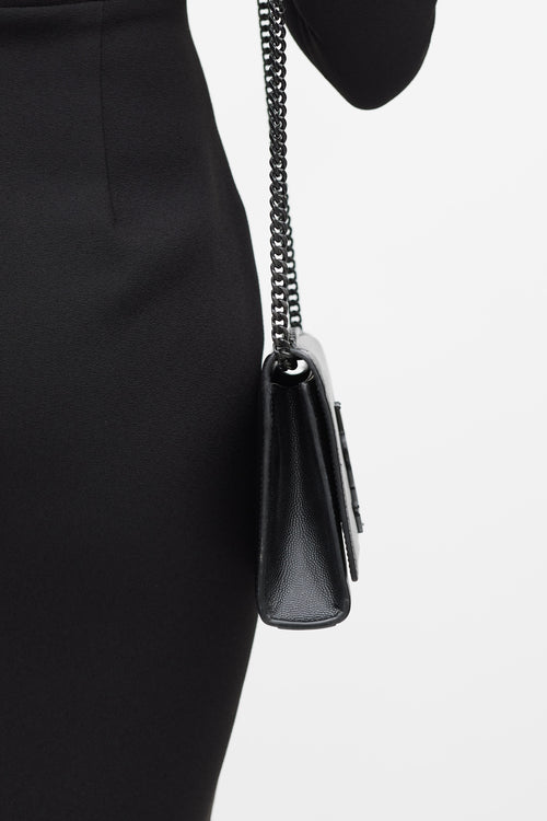 Saint Laurent 2018 Black Embossed Leather Small Kate Bag