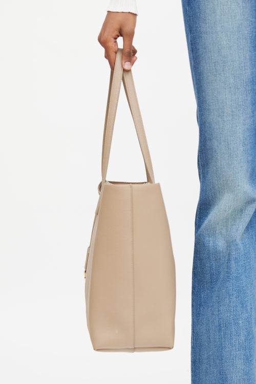 Saint Laurent 2019 Beige Leather Shopping Tote Bag