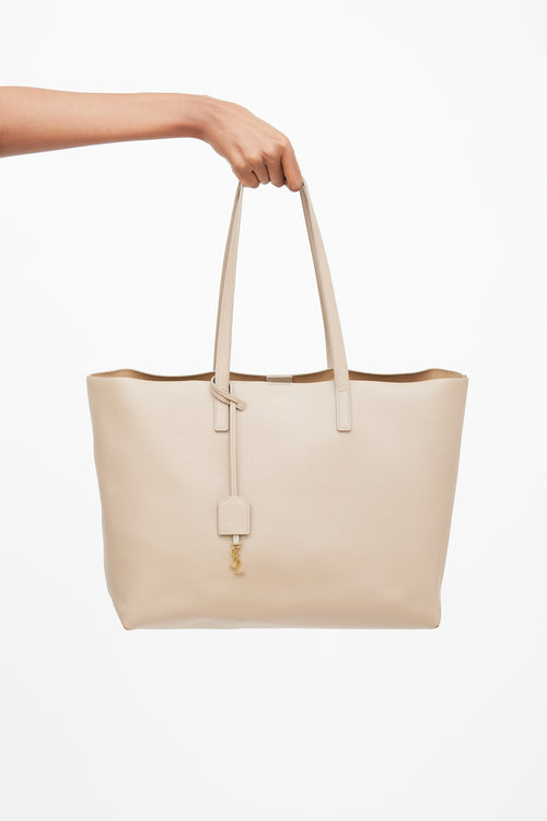 Saint Laurent 2019 Beige Leather Shopping Tote Bag