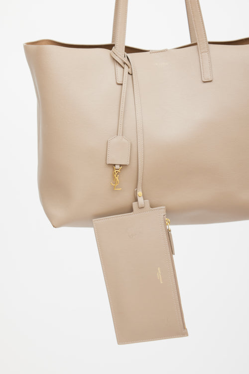 Saint Laurent 2019 Beige Leather Shopping Tote Bag