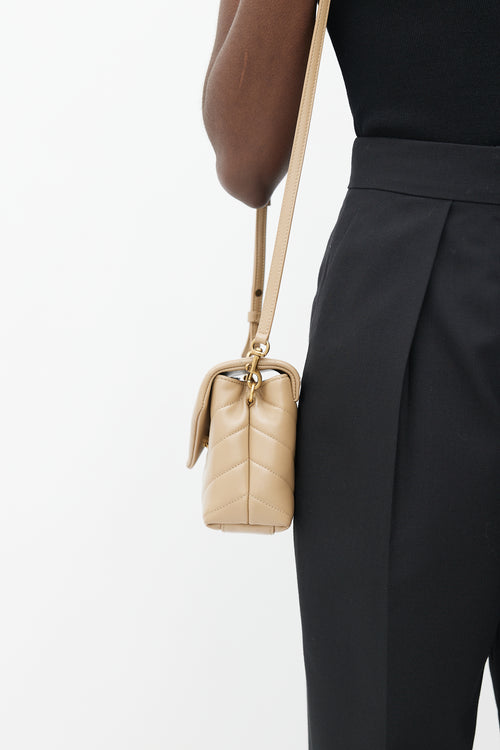 Saint Laurent 2019 Beige Quilted Loulou Toy Shoulder Bag