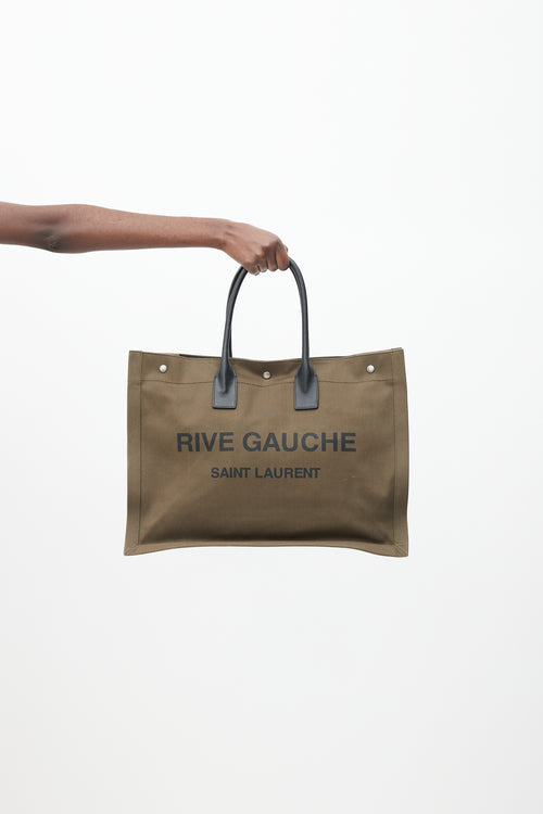 Saint Laurent 2019 Khaki Green Canvas Large Rive Gauche Tote