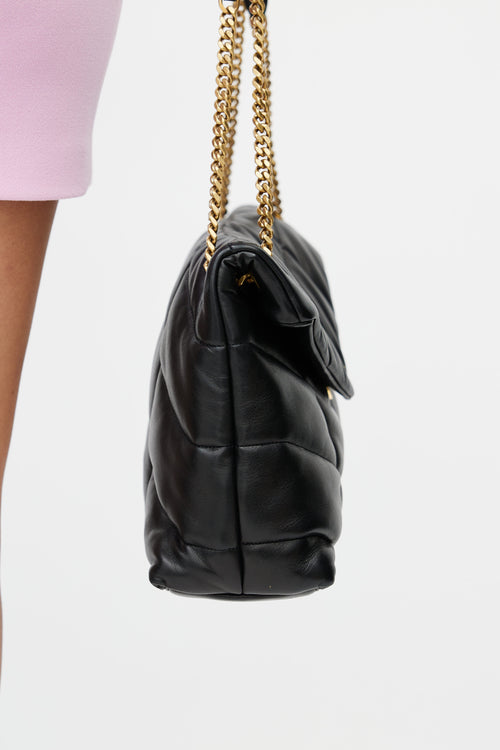 Saint Laurent 2022 Black Leather Medium Puffer Bag