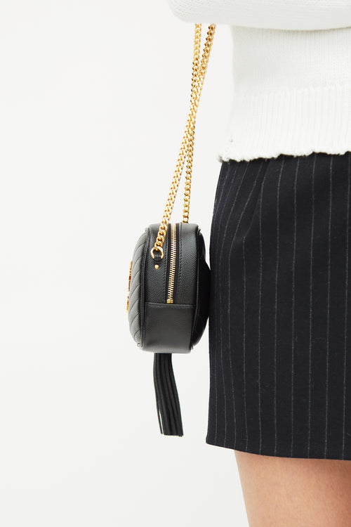 Saint Laurent 2023 Black Pebbled Leather Mini Lou Crossbody Bag