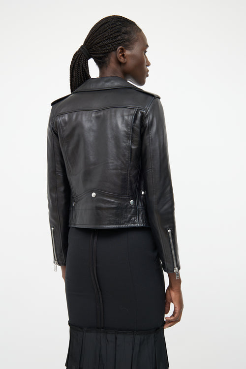 Saint Laurent Black Leather Moto Jacket