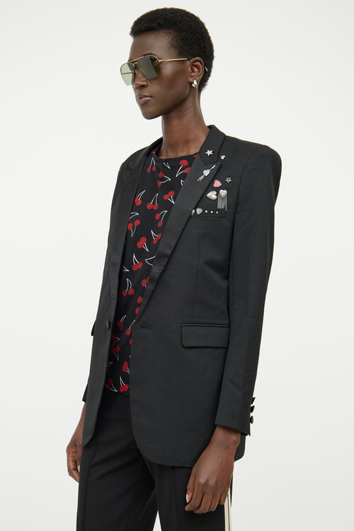 Saint Laurent Black Pin Detail Blazer