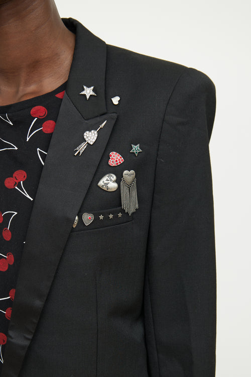 Saint Laurent Black Pin Detail Blazer