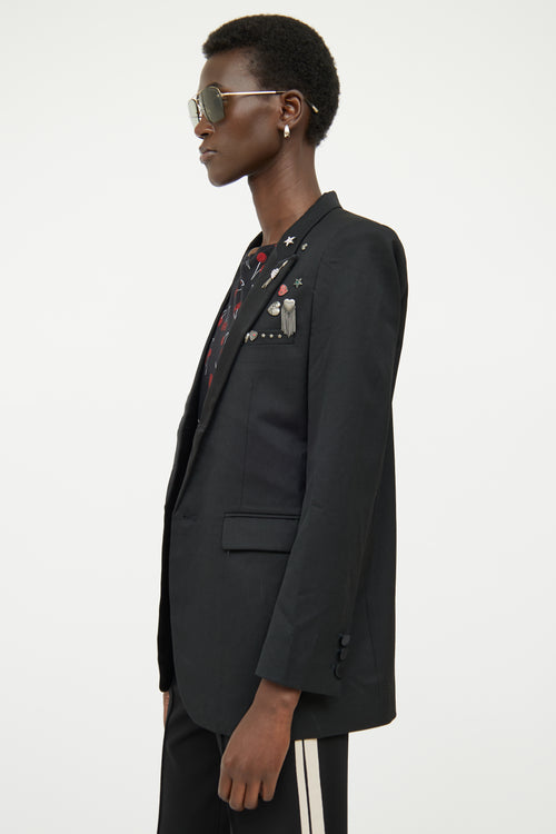 Saint Laurent Black Pin Detail Blazer