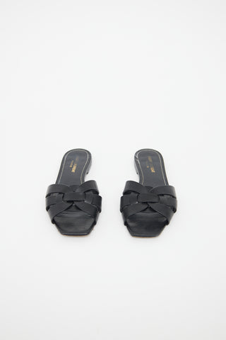 Saint Laurent Black Tribute Woven Sandal