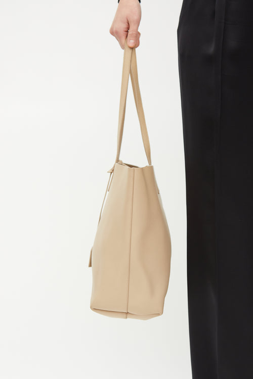 Saint Laurent Beige Leather Shopping Tote