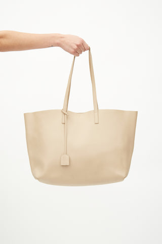 Saint Laurent Beige Leather Shopping Tote