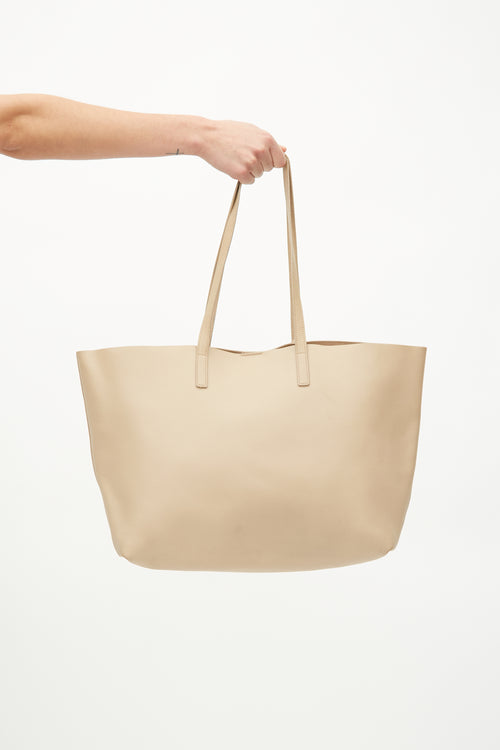 Saint Laurent Beige Leather Shopping Tote