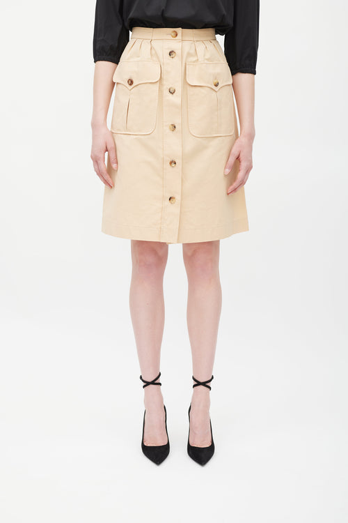 Saint Laurent Beige Pleated Cargo Skirt