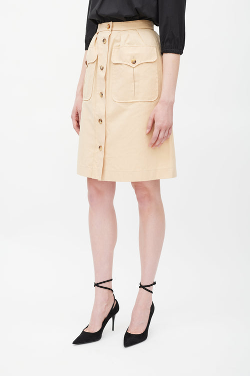 Saint Laurent Beige Pleated Cargo Skirt