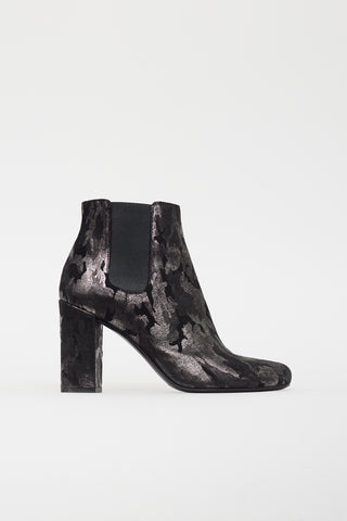 Saint Laurent Black 
Silver Camo Chelsea Boot