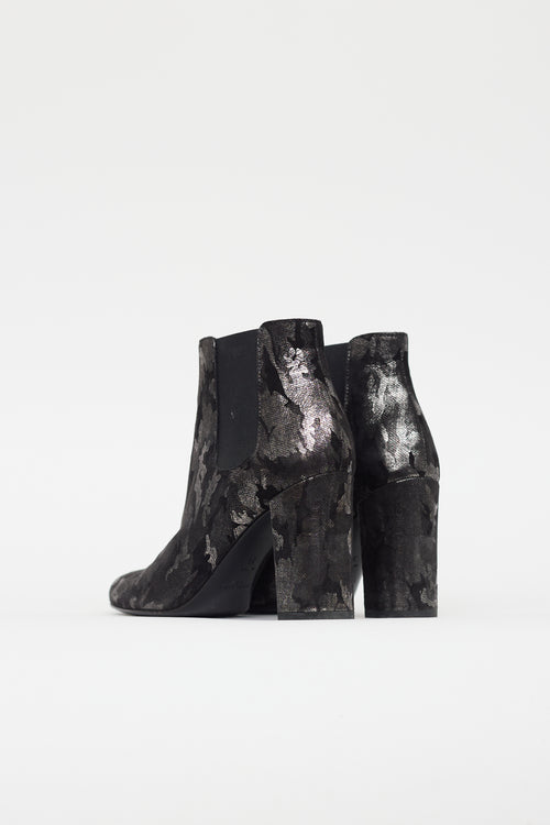 Saint Laurent Black 
Silver Camo Chelsea Boot