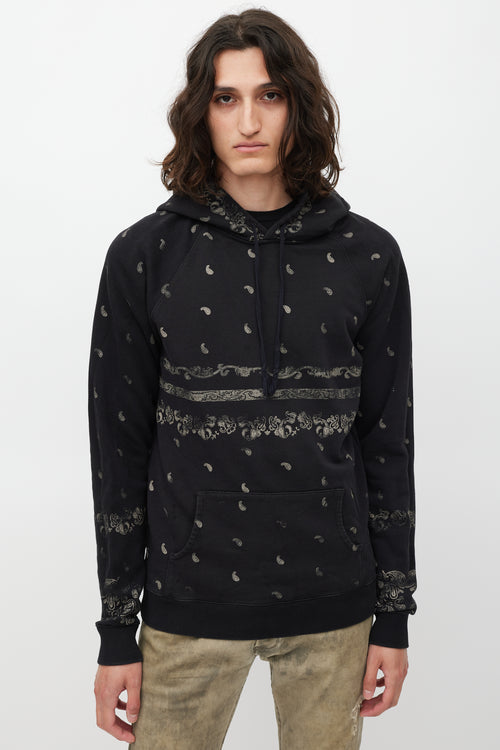 Saint Laurent Black 
Beige Paisley Hoodie