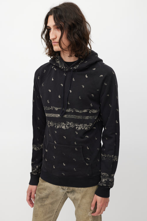 Saint Laurent Black 
Beige Paisley Hoodie