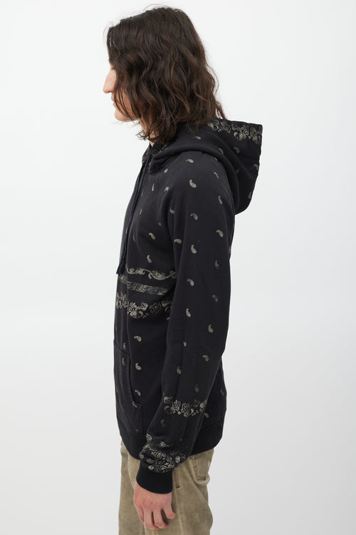 Saint Laurent Black 
Beige Paisley Hoodie