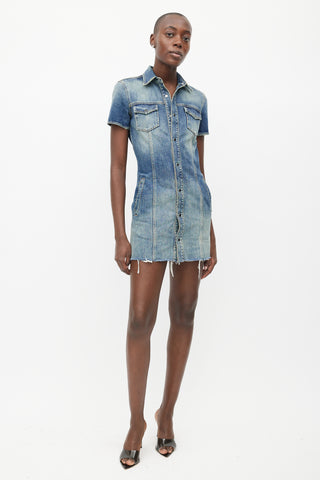 Saint Laurent Blue Stonewash Denim Mini Dress