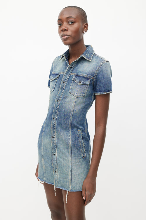 Saint Laurent Blue Stonewash Denim Mini Dress