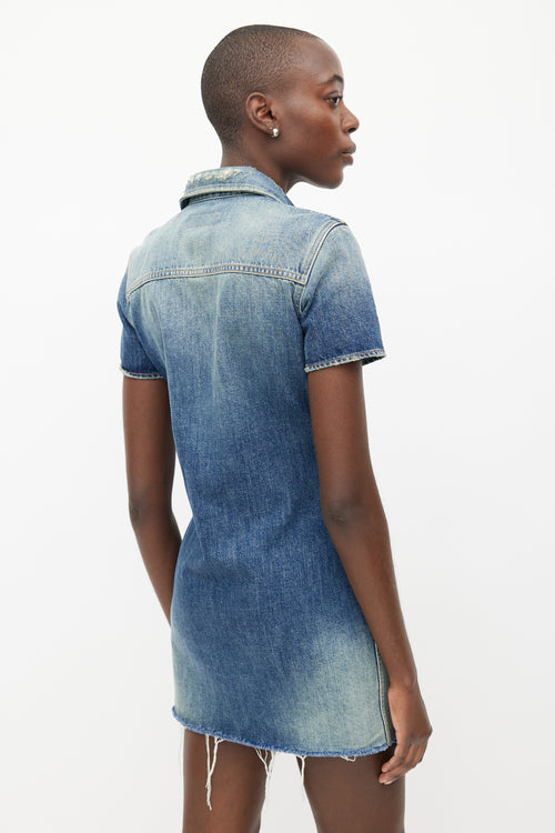 Saint Laurent Blue Stonewash Denim Mini Dress