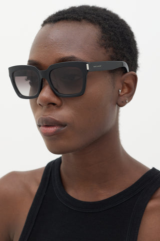 Saint Laurent Black Bold 1F Wayfarer Sunglasses