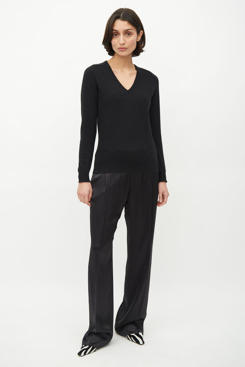 Saint Laurent Black Cashmere V-Neck Sweater