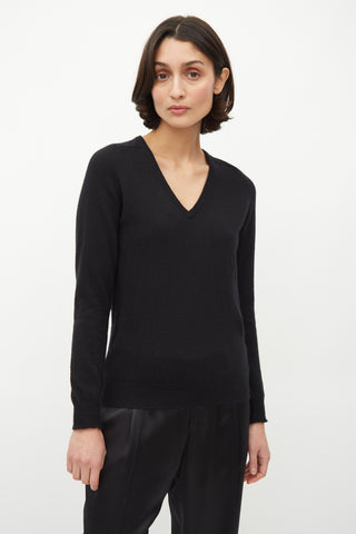 Saint Laurent Black Cashmere V-Neck Sweater