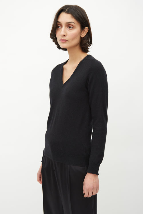 Saint Laurent Black Cashmere V-Neck Sweater